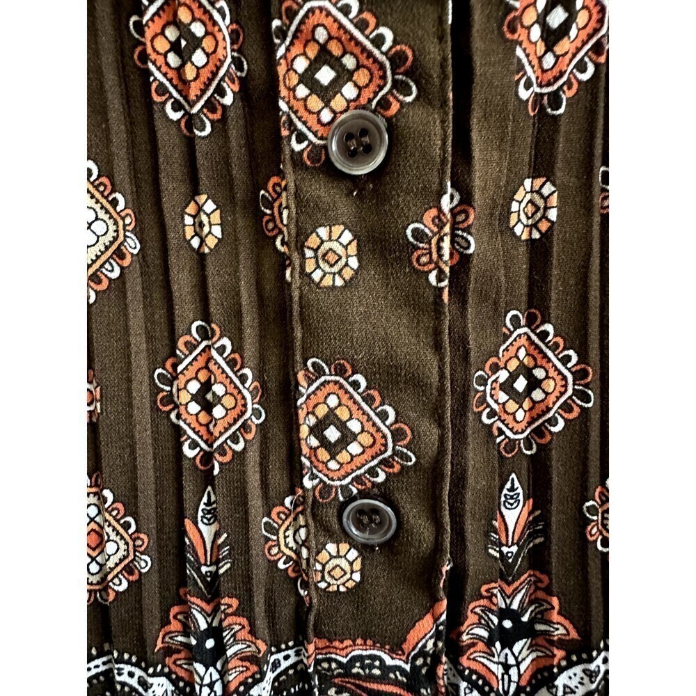 Apt 9 Woman's Vintage Y2K Top Size‎ 2X Brown Short Sleeve Ruffle Crinkle 2000s - Picture 12 of 15